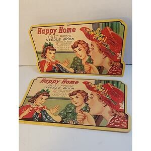 2 Vtg Happy Home Needle Pack / Sewing Kit Made In Japan